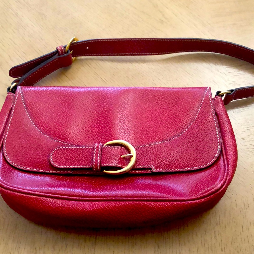 Red ITALIAN Leather clutch handbag